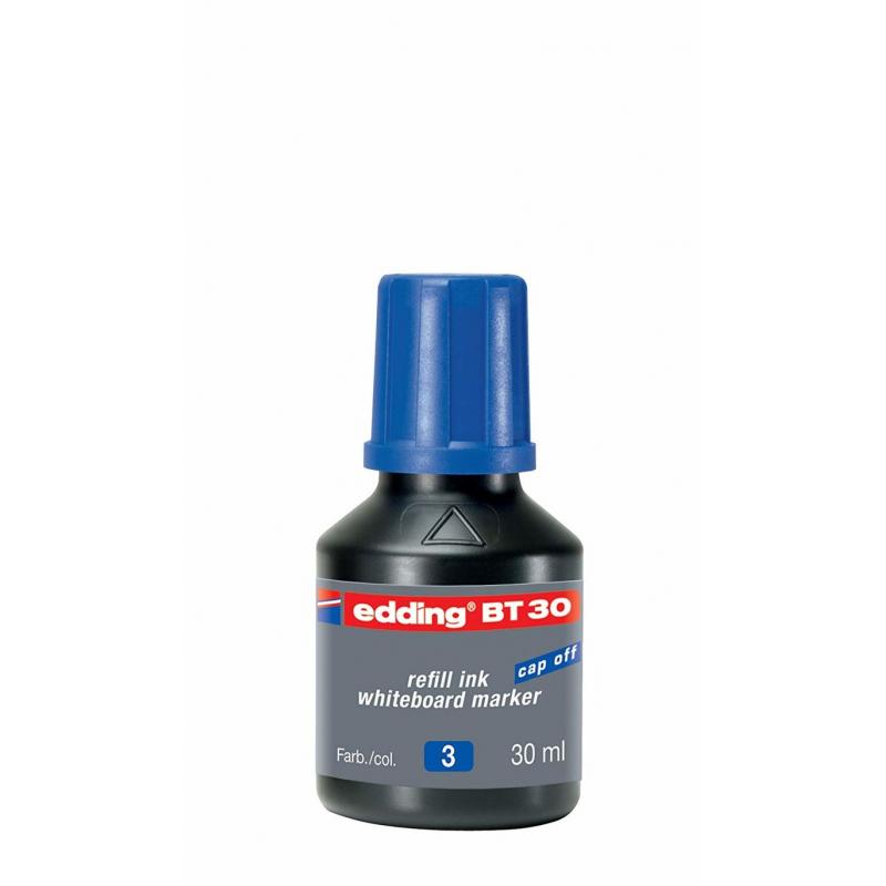 Tintero con 30 ml. Para rellenar marcadores Edding para pizarra blanca. Color azul.
