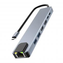 TnB Hub iClick - 7-in-1 dual-screen 4K USB-C hub - aluminum