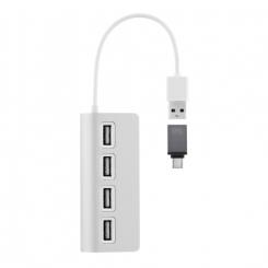 TnB HUBSLIM4 USB 2.0 480 Mbit/s Blanco