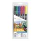 TOMBOW ABT DUAL BRUSH ROTULADORES DOBLE PUNTA PINCEL COLORES BASICOS ESTUCHE DE 6