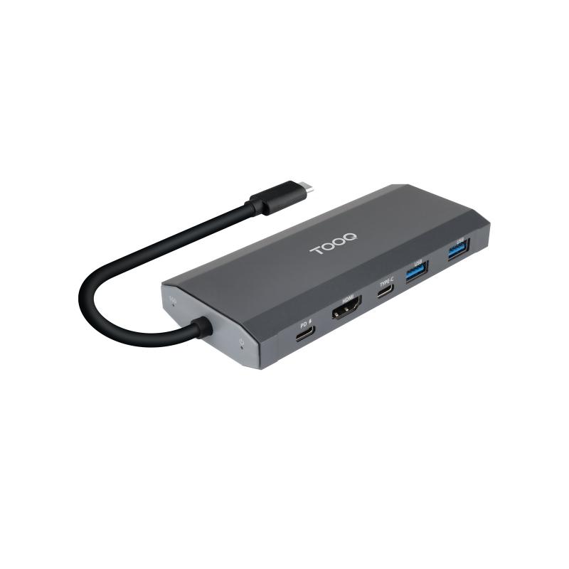 tooq-caja-externa-para-ssd-m2-ngff-nvme-hub-usb-32-gen2-con-1xusb-c-pd-2xusb-a-usb-c-hdmi-gris
