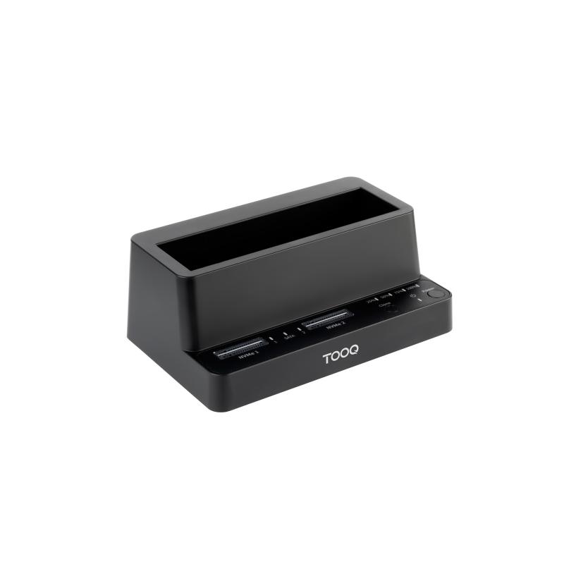 tooq-docking-station-usb-c-32-gen-2-dos-bahias-para-ssd-m2-nvme-bahia-para-25-35-para-hdd-clonador-negro