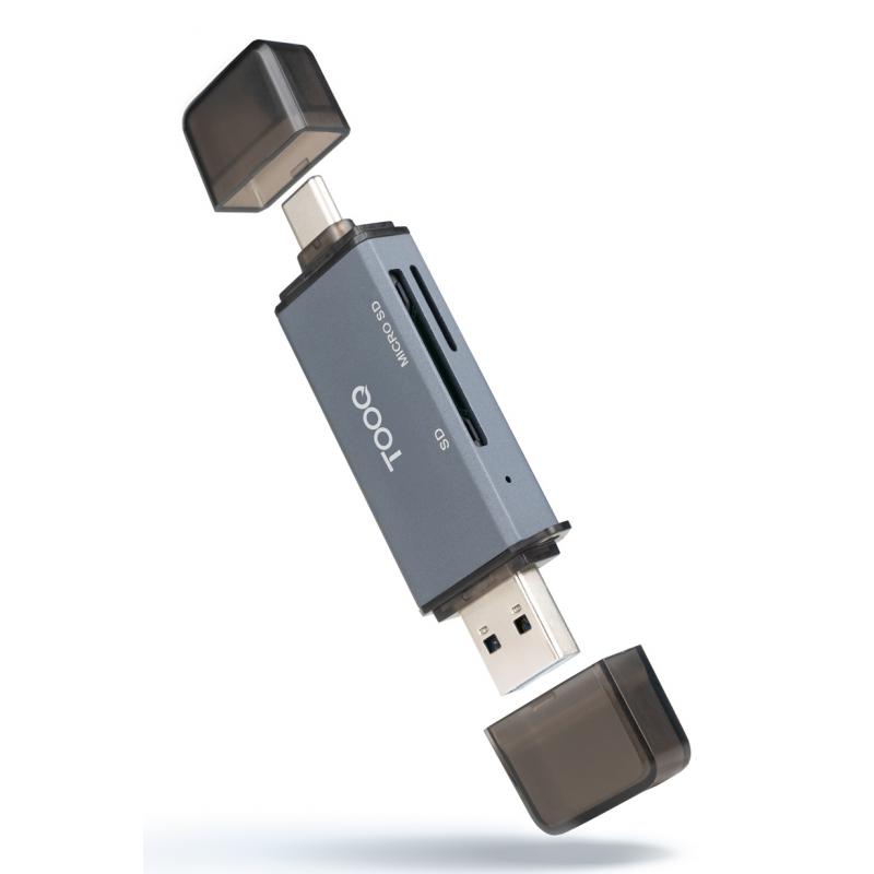 tooq-lector-de-tarjetas-sd-tf-con-entradas-usb-c-30-usb-a-color-gris