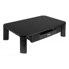 TooQ Soporte Elevador Multiusos con Cajón para Monitor/Portátil, Negro