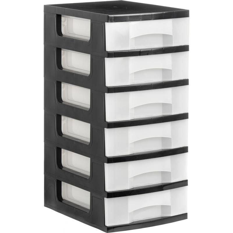 torre-almacenaje-6-cajones-6-ltrs-342x220x79-mm-polipropileno-coplimero-antiestatico-medida-ext-390x290x635-mm-carcasa-negra-cajones-cristal-traslucido