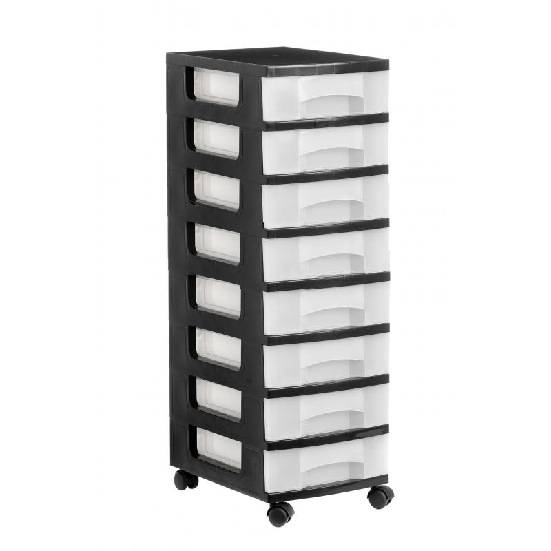 torre-de-almacenaje-sostenible-c-8-cajones-6-ltrs-c-ruedas-medida-ext-390x290x890-mm-carcasa-negra-opaca-y-cajones-cristal-translucido