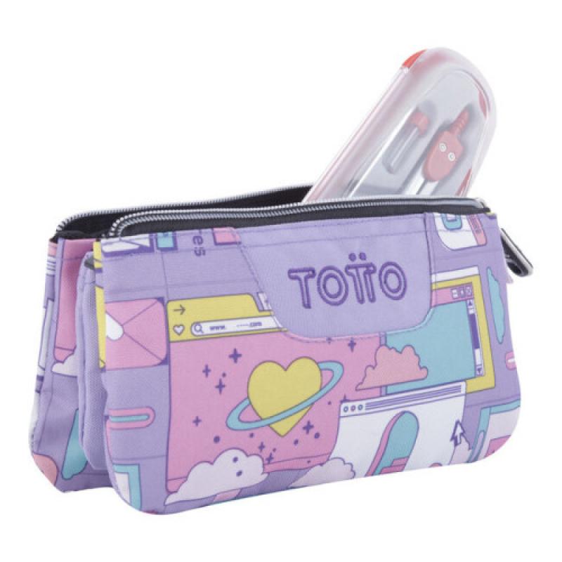 Totto Portatodo Escolar Tres compartimentos Ciber Tablero Morado