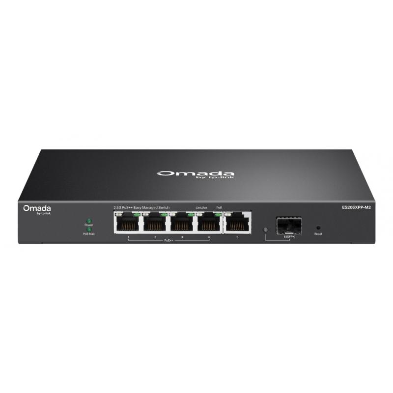 tp-link-es206xpp-m2-switch-gestionado-l2-25g-ethernet-100-1000-2500-energia-sobre-ethernet-poe-montaje-en-pared-escritorio-negro
