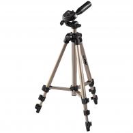 Hama Trípode para cámaras réflex, trípode extensible 106.5 cm, aluminio, cabeza 3D, soporte para cámaras de fotos estable, color dorado/negro
