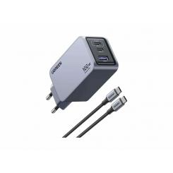 Ugreen Nexode Pro EU 3-Port GaN PD Fast Charger With USB-C Cable Universal Negro, Gris Corriente alterna Carga rápida Interior