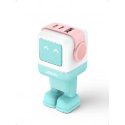 Ugreen Uno RG 65W 3-Port GaN Fast Charger pink blue Ordenador portátil, Teléfono móvil, Portátil, Tableta, Teléfono Azul Corriente alterna Carga rápida Interior