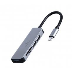 Gembird UHB-CM-CRU3P1U2P2-01 base para portátil y replicador de puertos Alámbrico USB 3.2 Gen 1 (3.1 Gen 1) Type-A Plata