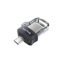 SanDisk Ultra Dual m3.0 unidad flash USB 128 GB USB Type-A / Micro-USB 3.2 Gen 1 (3.1 Gen 1) Negro, Plata, Transparente