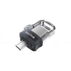 SanDisk Ultra Dual m3.0 unidad flash USB 256 GB USB Type-A / Micro-USB 3.2 Gen 1 (3.1 Gen 1) Negro, Plata, Transparente