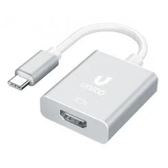 UNICO AD1848 adaptador de cable de vídeo 0,175 m USB Tipo C HDMI Gris