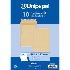 UNIPAPEL Pq.10 Bolsa Kraft Verjurado 184X261 90G Tira Silicona