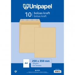 UNIPAPEL Pq.10 Bolsa Kraft Verjurado 250X350 90G Tira Silicona