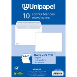 Unipapel Pq.10 Sobre Blanco 162X229 90G abre fácil tira silicona