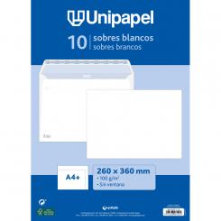 Unipapel Pq.10 Sobre Blanco 260X360 100G Tira Silicona Solapa Recta