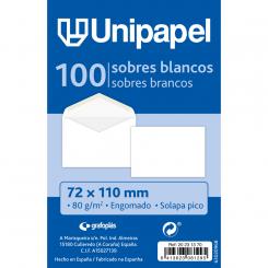 Unipapel Pq.100 Sobre Blanco 72X110 80G Solapa Pico