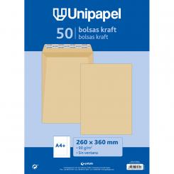 UNIPAPEL Pq.50 Bolsa Kraft Verjurado 260X360 90G Tira Silicona