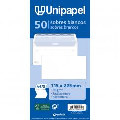 Unipapel Pq.50 Sobre Blanco 115X225 90G Abre fácil tira silicona