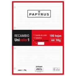 Unipapel Recambio Papyrus A4 Uni1 100H/90G 5X5 Rojo