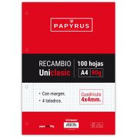 Unipapel Recambio Papyrusa4 Unicla 100H 90G cuadricula 4X4C/M