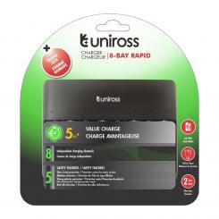 UNIROSS CARGADOR RAPIDO AA/AAA 8-PILAS UCU006