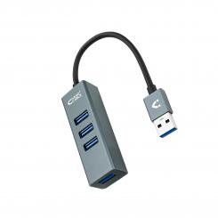 Nanocable USB 3.0 4xUSB3.0. USB-A/M-USB 3.0/H, Gris, 10 cm