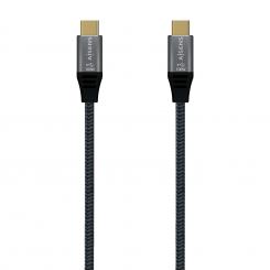 AISENS USB 3.2 Gen2x2 Aluminum Cable 20Gbps 8K@30Hz 5A 100W E-Mark, Type USB-C/M-USB-C/M, Grey, 1.5 m