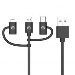 Celly USB3IN1BK cable USB 1 m USB 2.0 USB A Micro-USB B Negro