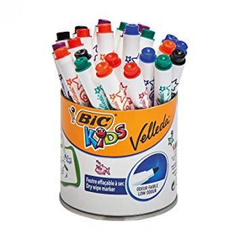 VELLEDA MARCADOR KIDS MINI PIZARRA BLANCA 6 COLORES BOTE DE 24U