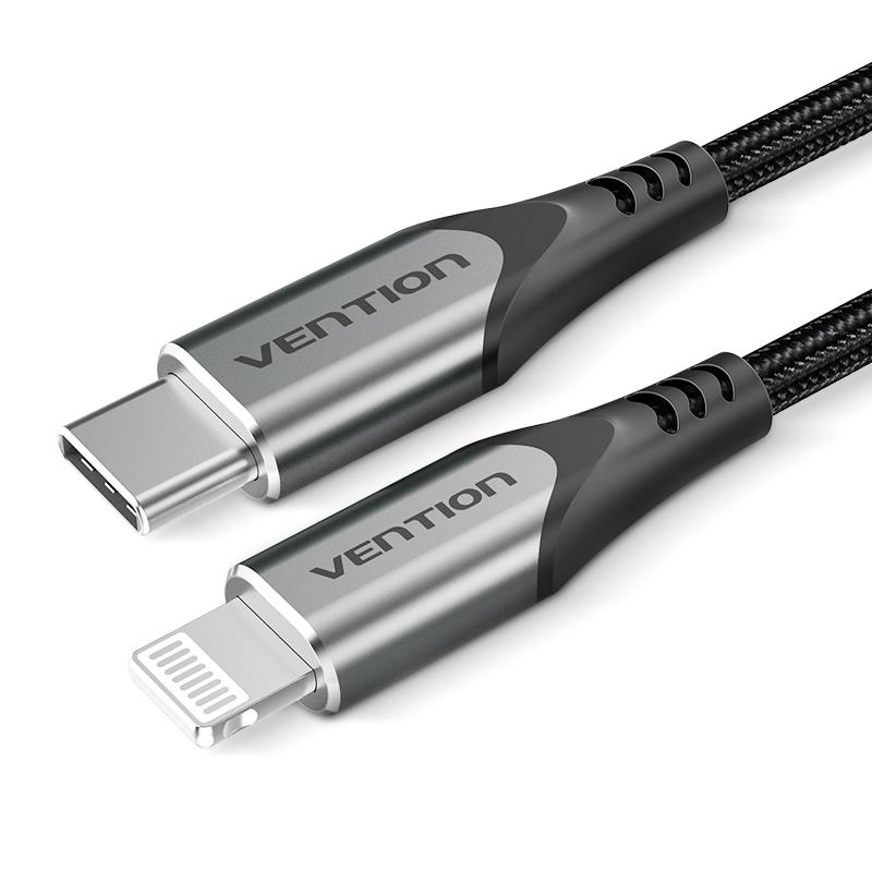vention-cable-usb-20-tipo-c-lightning-tachf-usb-tipo-c-macho-lightning-macho-1m-gris