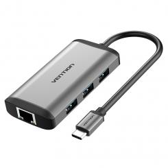 Vention Docking USB Tipo-C CNCHB/ 1xHDMI/ 3xUSB/ 1xUSB Tipo-C PD/ 1xRJ45/ Gris