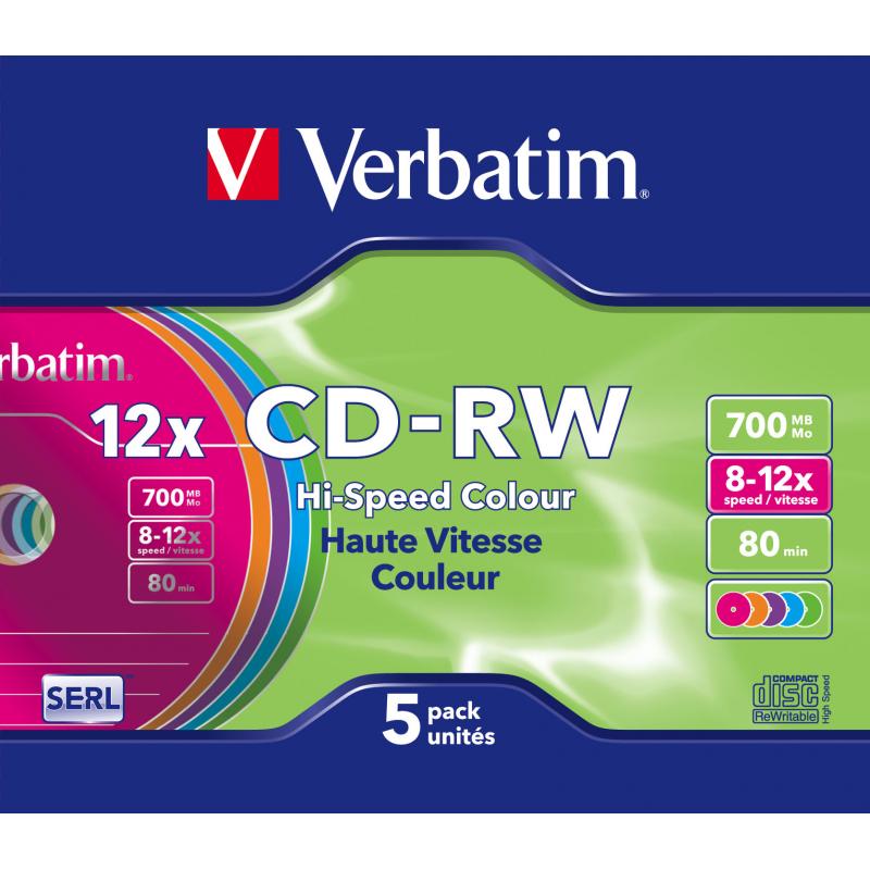 verbatim-cd-rw-700mb-8x-10x-slim-colores-pack-5-ud