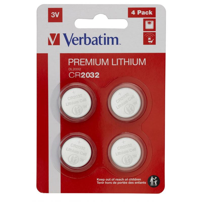 Verbatim Pila Boton Litio Cr2032 3V blister 4 unidades