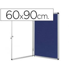 Vitrina de anuncios Q-CONNECT mural pequeña fieltro azul con puerta y marco con cerradura 72x98 cm