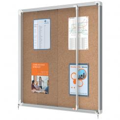 Vitrina NOBO Premium Plus de puerta corredera fondo de corcho 12 x A4 hojas