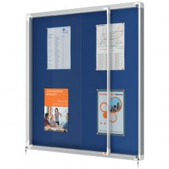 Vitrina NOBO Premium Plus de puerta corredera fondo de fieltro 12xA4 hojas, azul