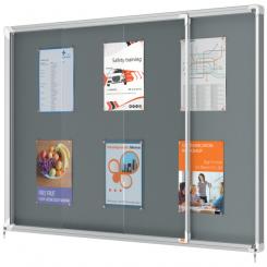 Vitrina NOBO Premium Plus de puerta corredera fondo de fieltro 18xA4 hojas, gris