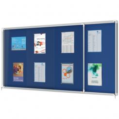 Vitrina NOBO Premium Plus de puerta corredera fondo de fieltro 27xA4 hojas, azul