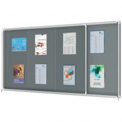 Vitrina NOBO Premium Plus de puerta corredera fondo de fieltro 27xA4 hojas, gris 200x97 cm