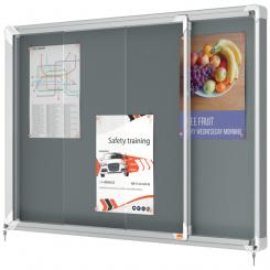 Vitrina NOBO Premium Plus de puerta corredera fondo de fieltro 8xA4 hojas, gris
