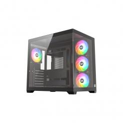 XYZ TESSERACT X 50, Caja Panorámica de Doble Cámara con Cristal Templado, 6 Ventiladores A-RGB de 120 mm, USB 3.0,ATX, Negra