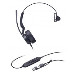 Yealink UH44 Mono USB-C/A Headset Auriculares Alámbrico Diadema Oficina/Centro de llamadas USB Type-C / USB Type-A Negro