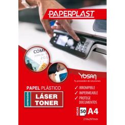 YOSAN Paperplast blanco brillo A4 120 Mic, caja 50 hojas