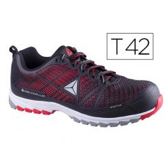 Zapatos De Seguridad DELTAPLUS De Poliuretano Y Malla Aireada S1P Negro Y Rojo Talla 42