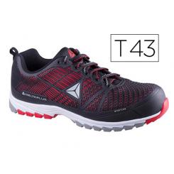 Zapatos De Seguridad DELTAPLUS De Poliuretano Y Malla Aireada S1P Negro Y Rojo Talla 43