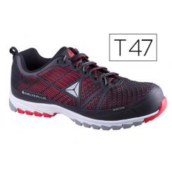 Zapatos De Seguridad DELTAPLUS De Poliuretano Y Malla Aireada S1P Negro Y Rojo Talla 47